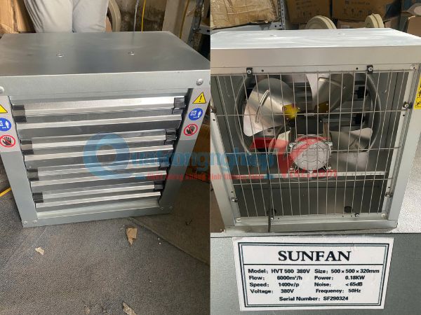 Quạt Thông Gió Vuông Công Nghiệp 500×500 4